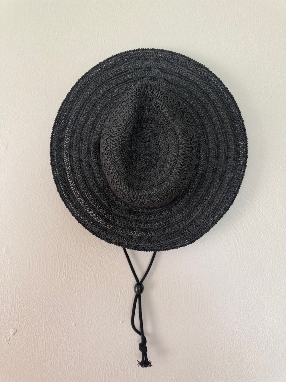 Wide Brim Straw Sun Hat - Black